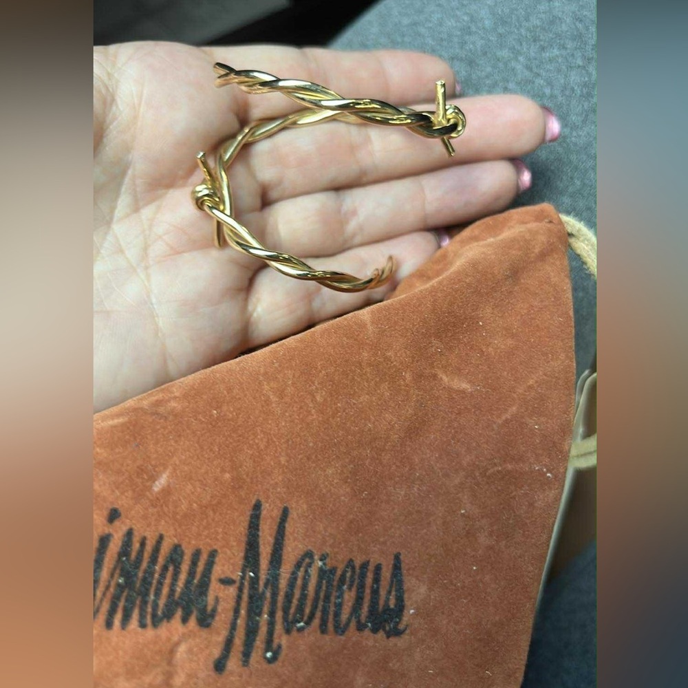 Neiman Marcus 24K Gold Plate Genuine Barbed Wire Napkin Rings Vintage 1978